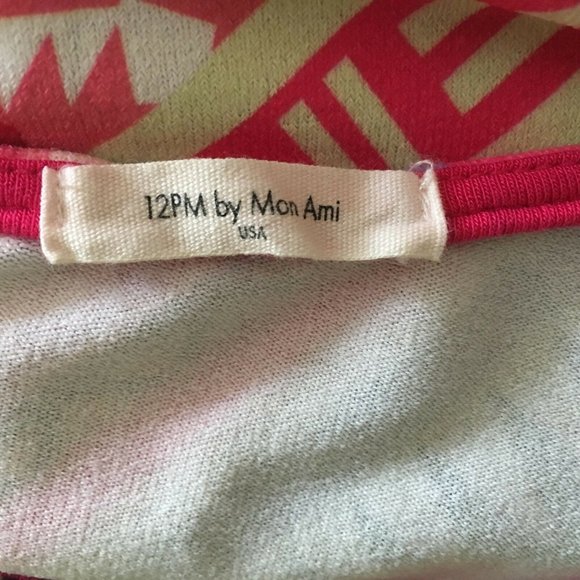 12PM by Mon Ami Dress White Multi-Color Tribal Print Scoop-Neck 3/4-Sleeve M - Picture 3 of 7